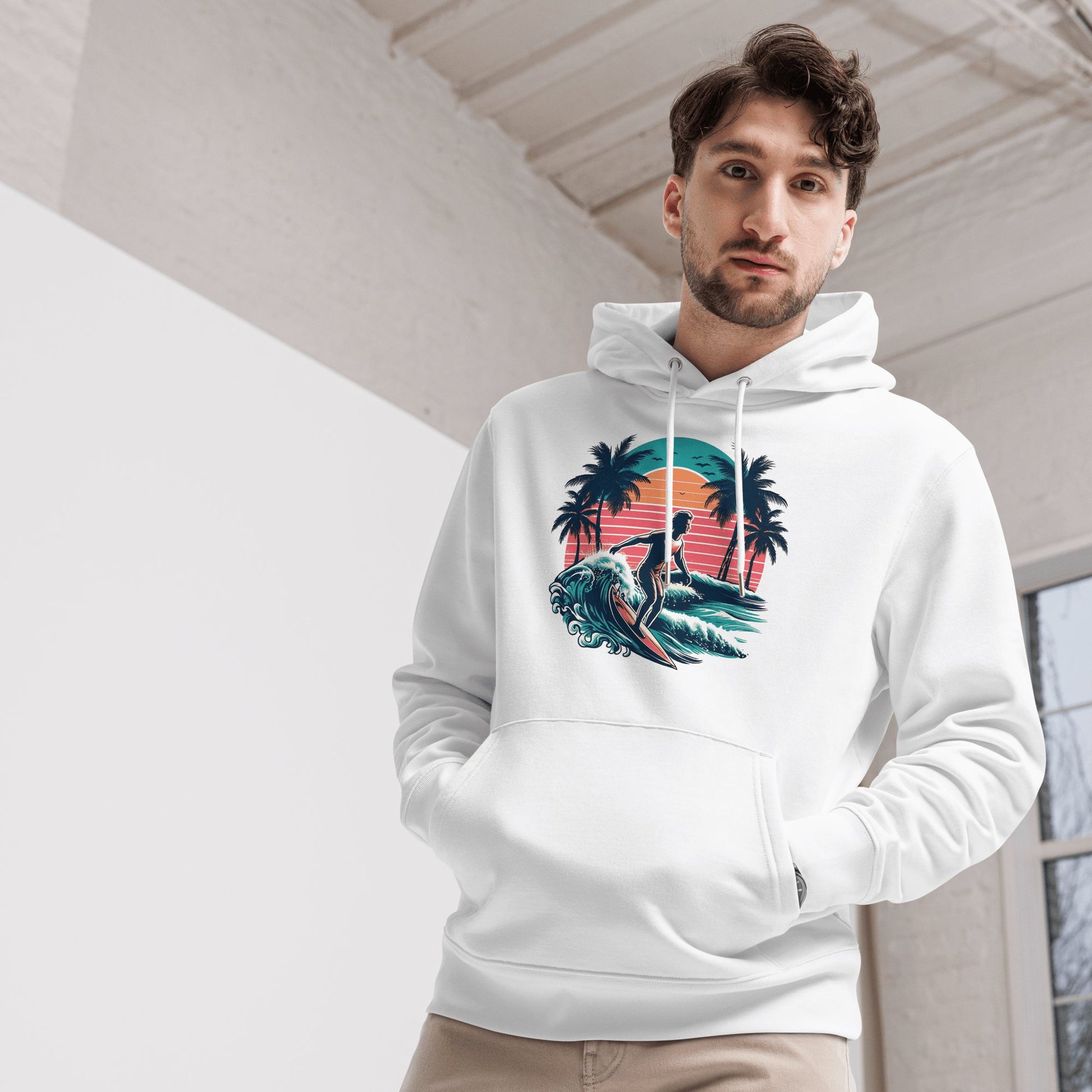 Umweltfreundlicher Unisex Kapuzenpullover "Surfing" - Artexio