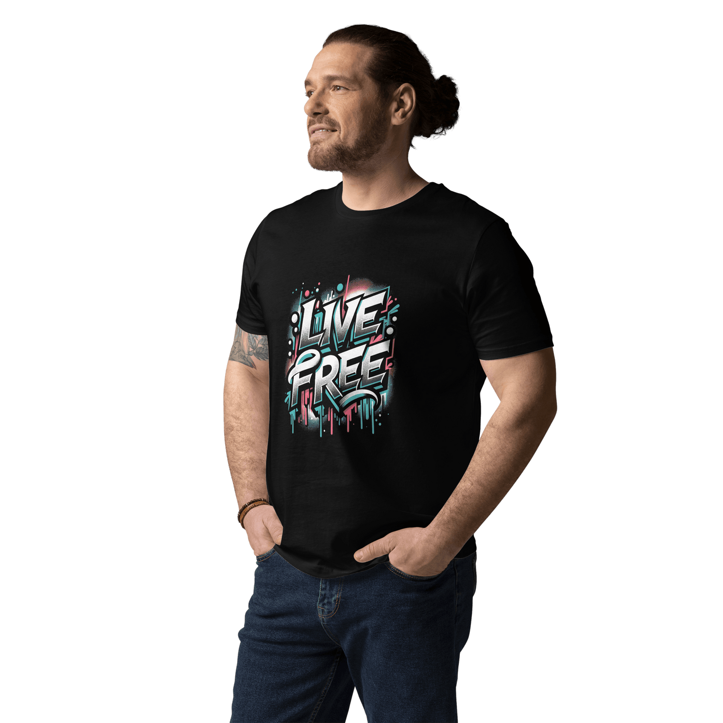 Unisex Bio Baumwoll T-Shirt "Live Free" - Artexio