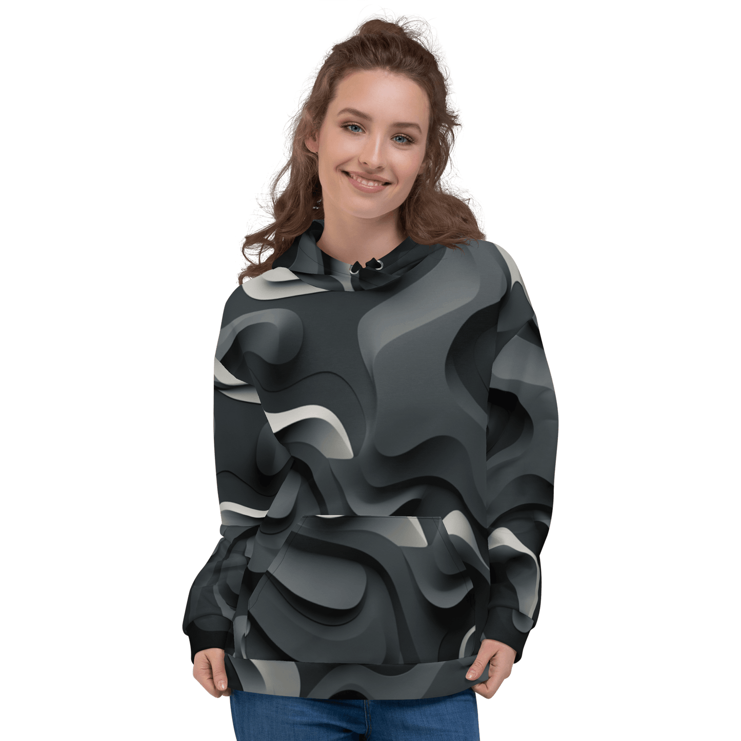 Unisex Kapuzenpullover "Monochrome Flow" - Artexio