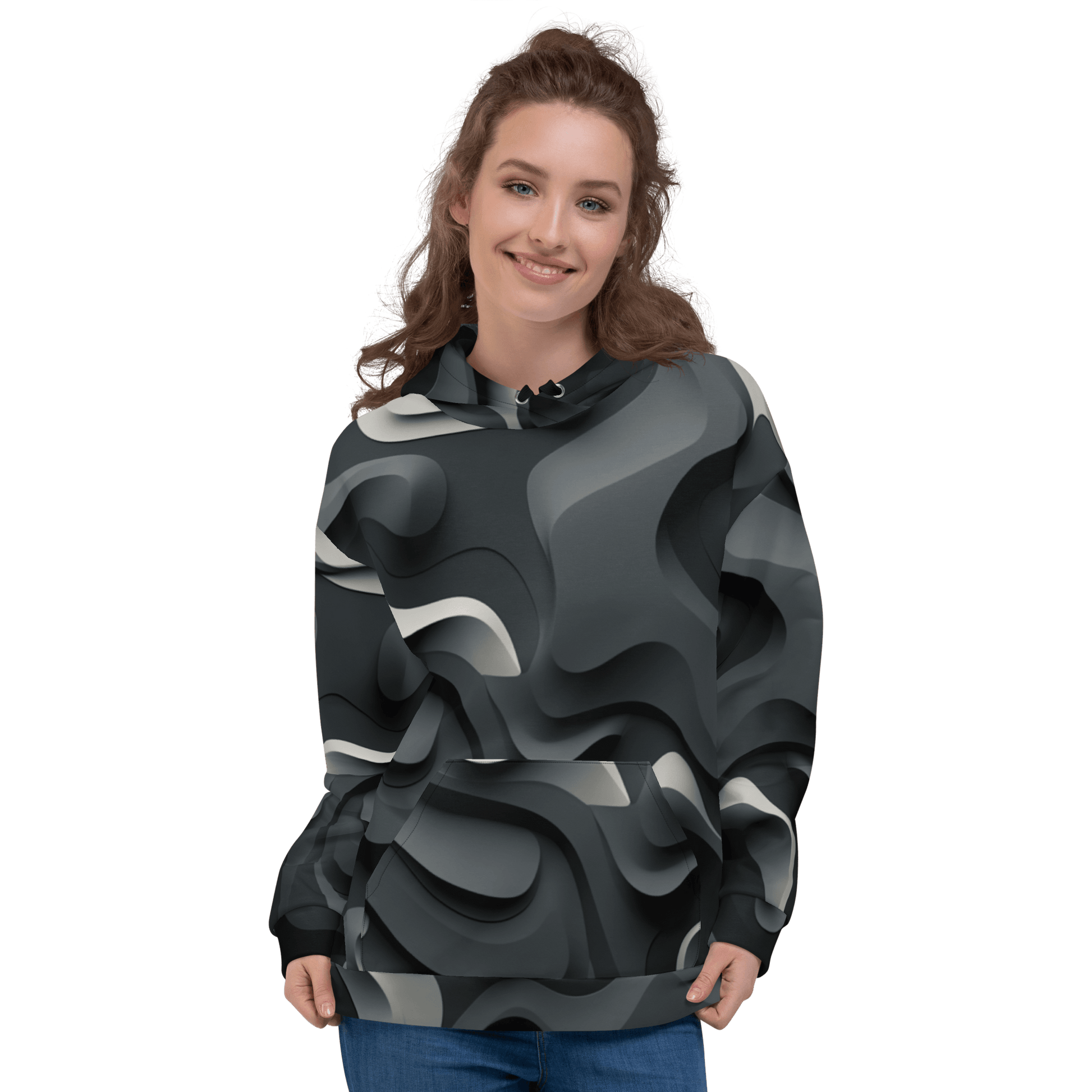 Unisex Kapuzenpullover "Monochrome Flow" - Artexio