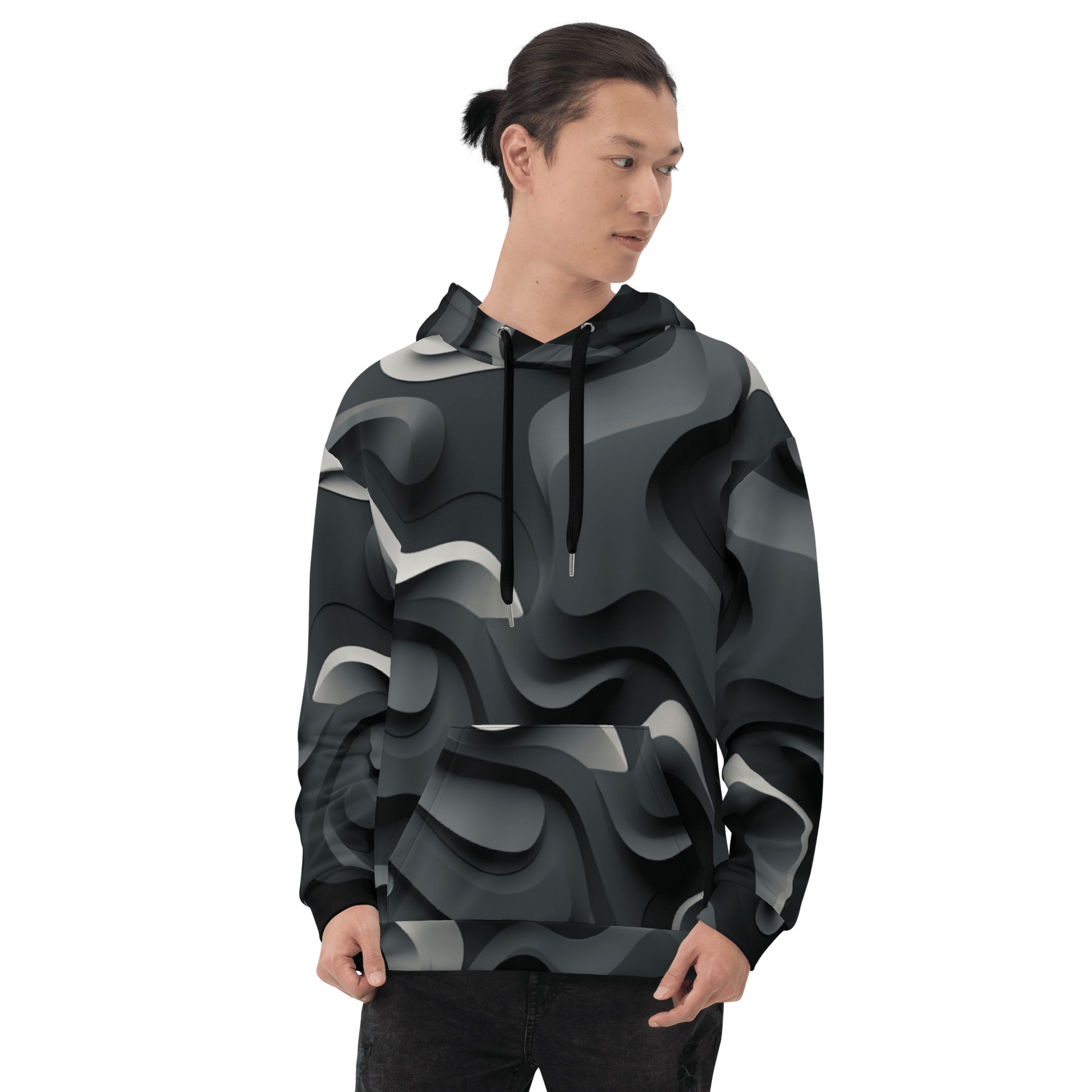 Unisex Kapuzenpullover "Monochrome Flow" - Artexio