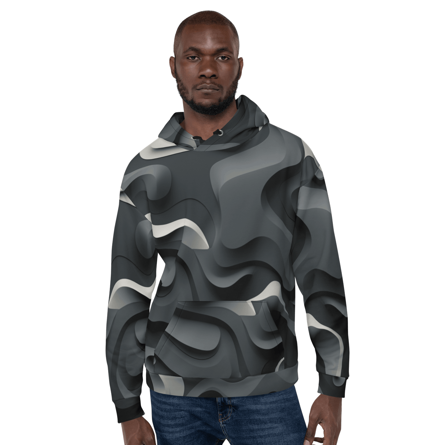 Unisex Kapuzenpullover "Monochrome Flow" - Artexio