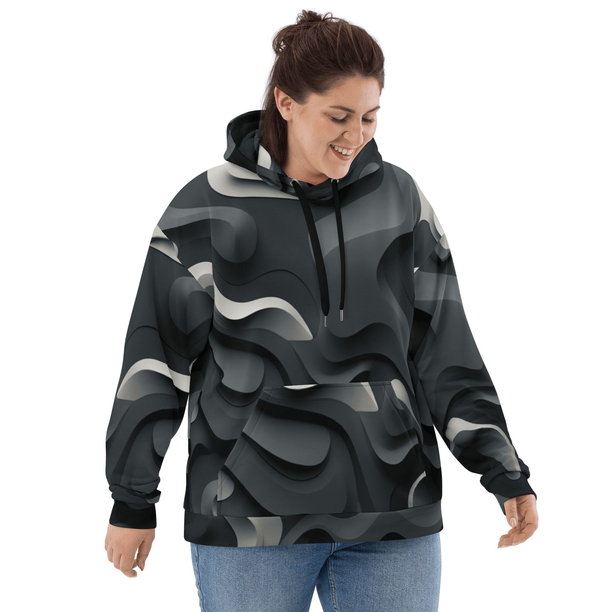 Unisex Kapuzenpullover "Monochrome Flow" - Artexio