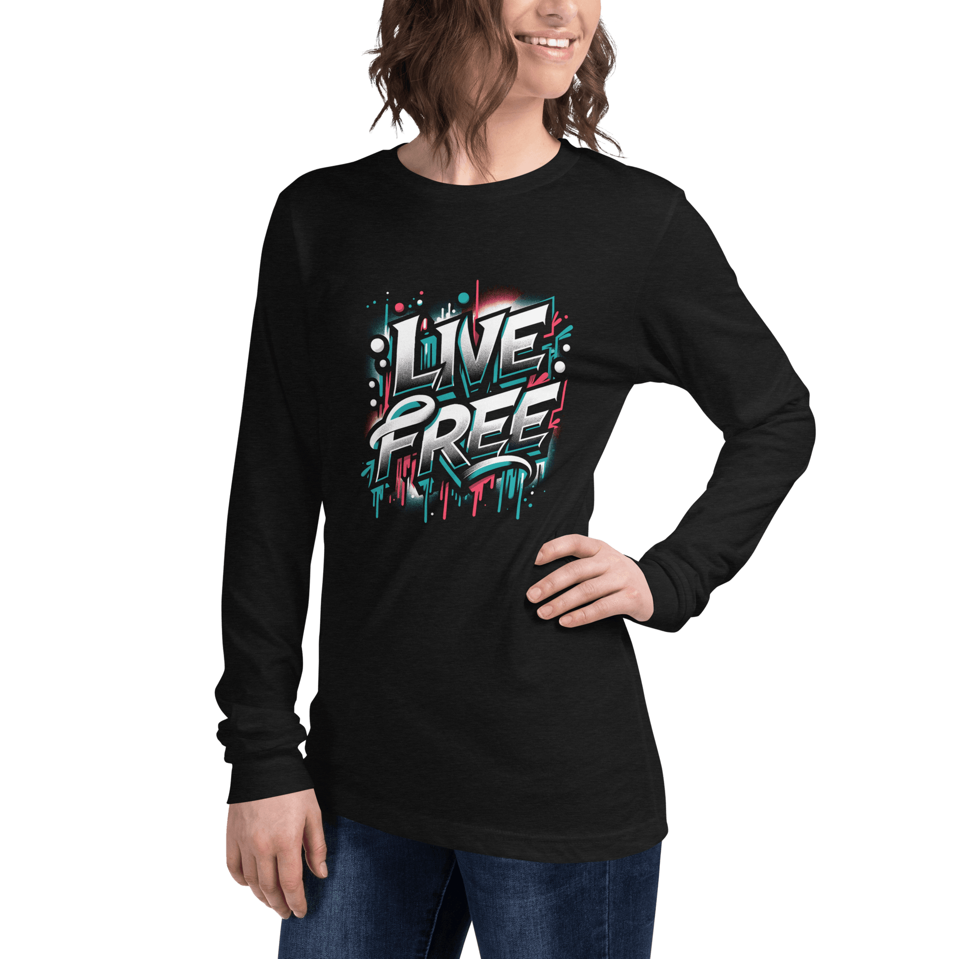 Langärmeliges Unisex T-Shirt "Live Free" - Artexio