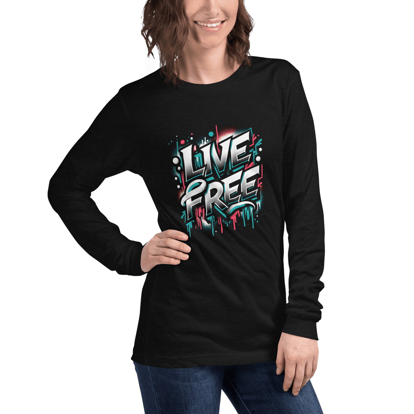 Langärmeliges Unisex T-Shirt "Live Free" - Artexio