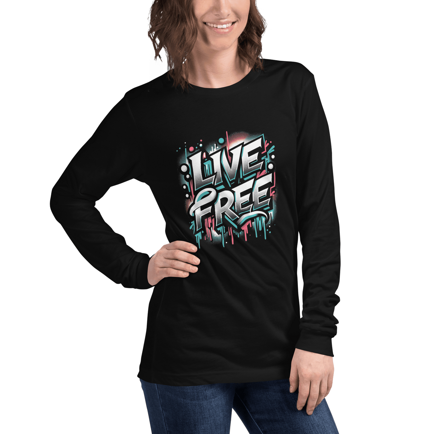 Langärmeliges Unisex T-Shirt "Live Free" - Artexio