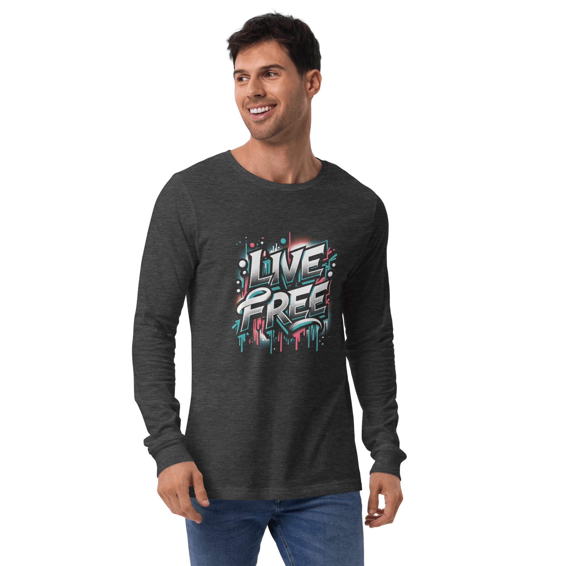 Langärmeliges Unisex T-Shirt "Live Free" - Artexio