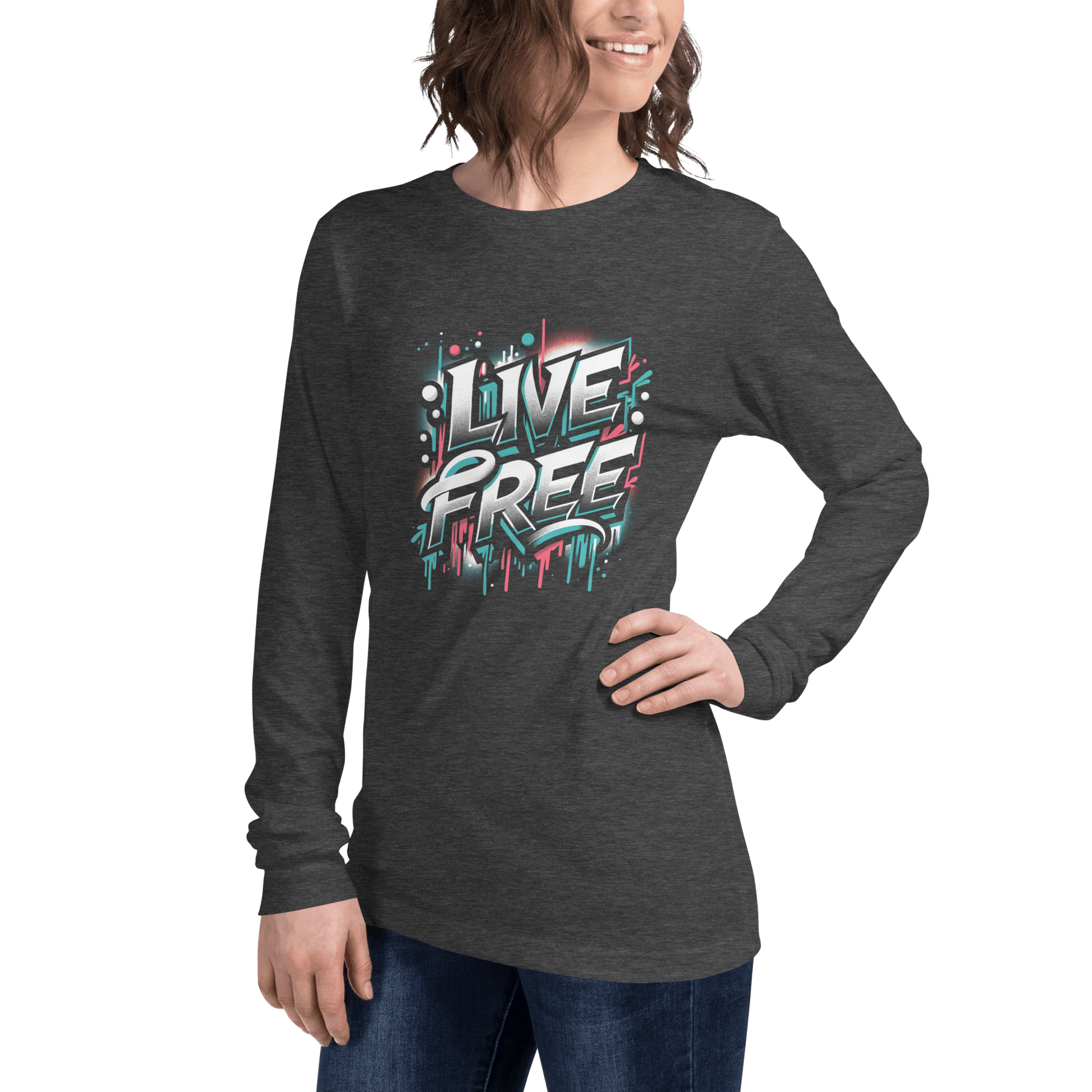 Langärmeliges Unisex T-Shirt "Live Free" - Artexio