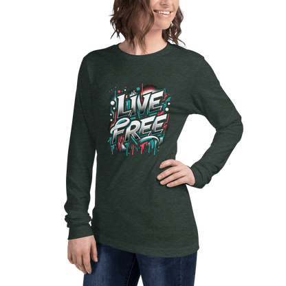 Langärmeliges Unisex T-Shirt "Live Free" - Artexio