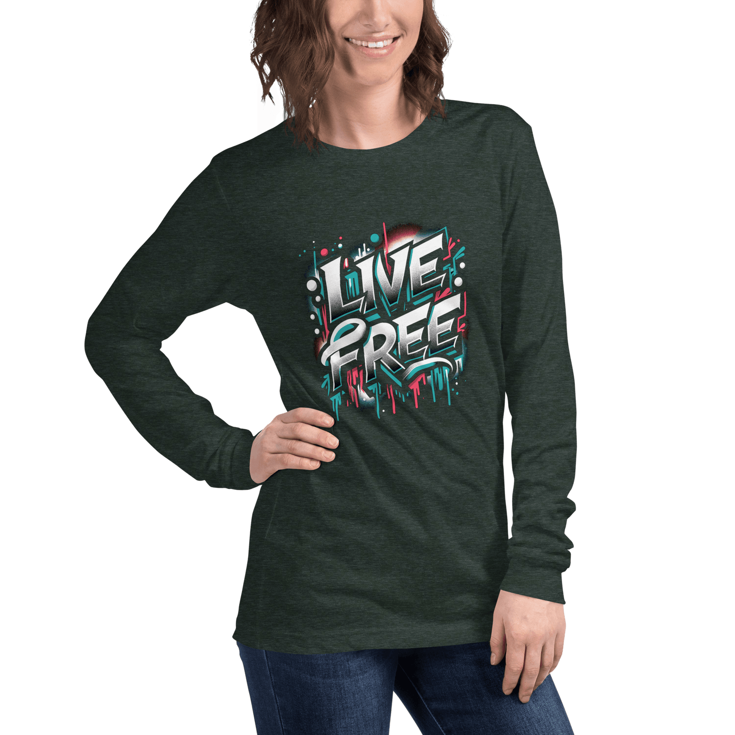 Langärmeliges Unisex T-Shirt "Live Free" - Artexio