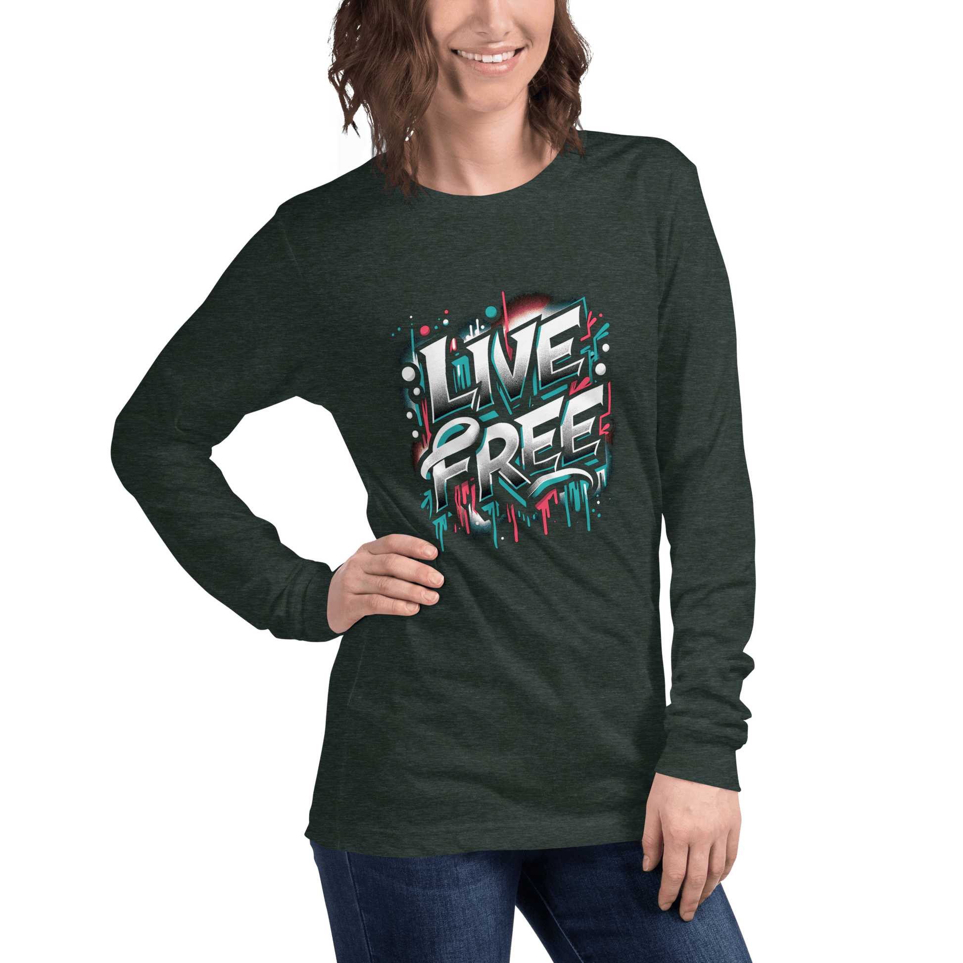 Langärmeliges Unisex T-Shirt "Live Free" - Artexio