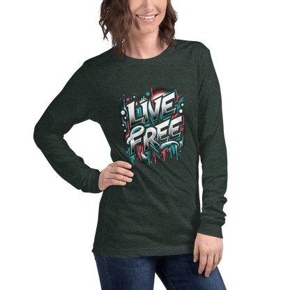 Langärmeliges Unisex T-Shirt "Live Free" - Artexio