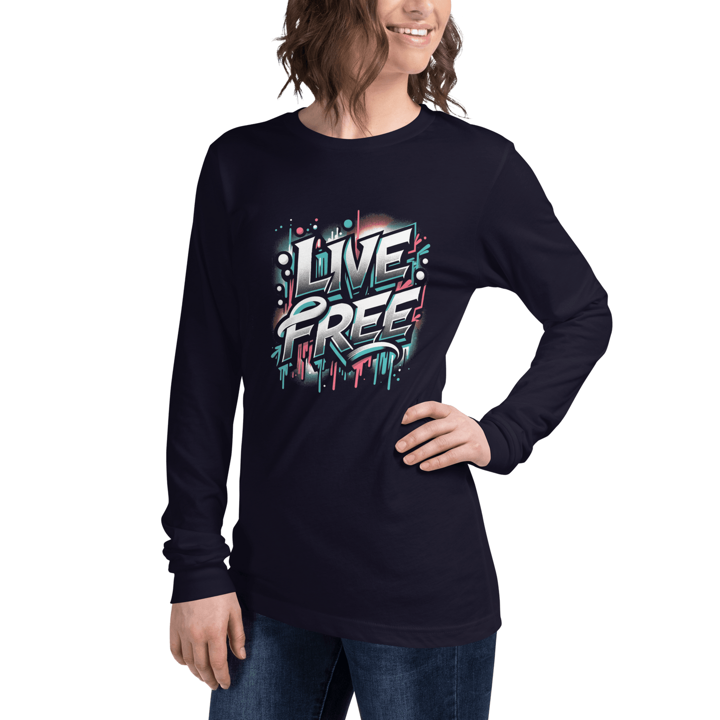 Langärmeliges Unisex T-Shirt "Live Free" - Artexio