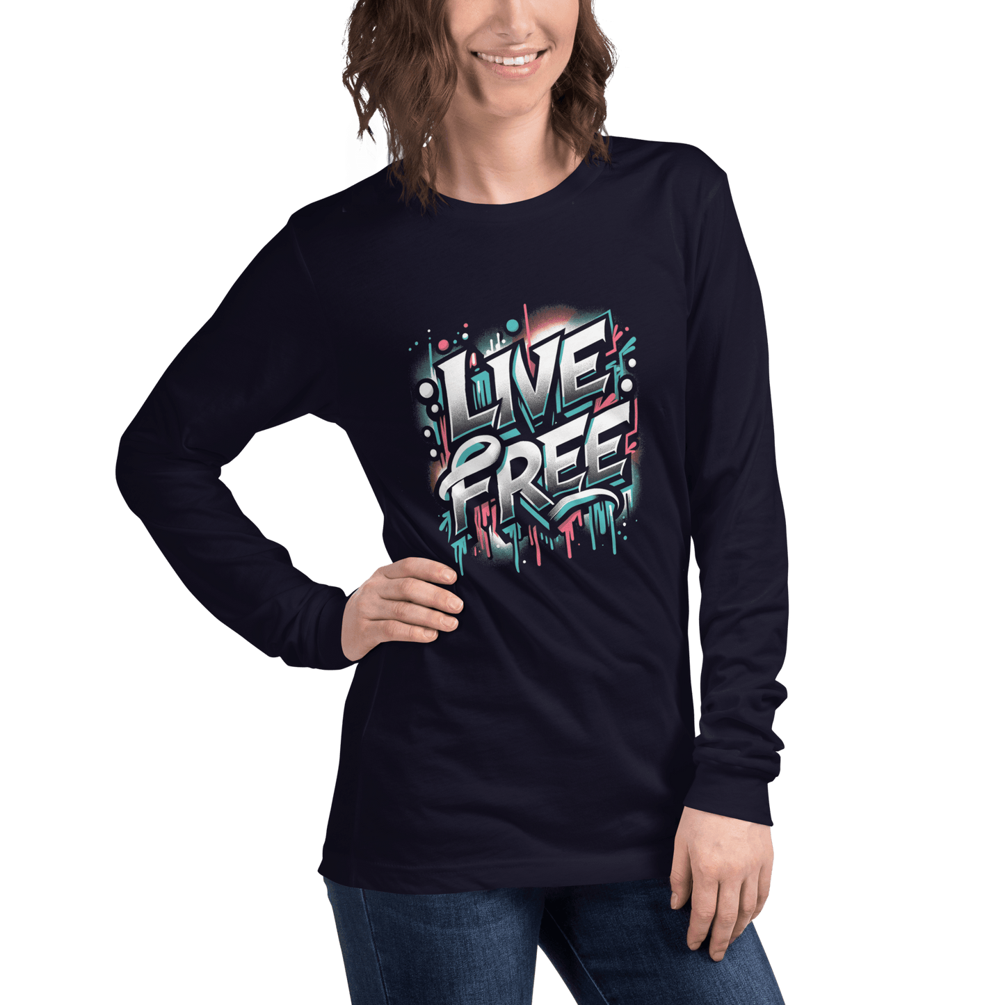 Langärmeliges Unisex T-Shirt "Live Free" - Artexio