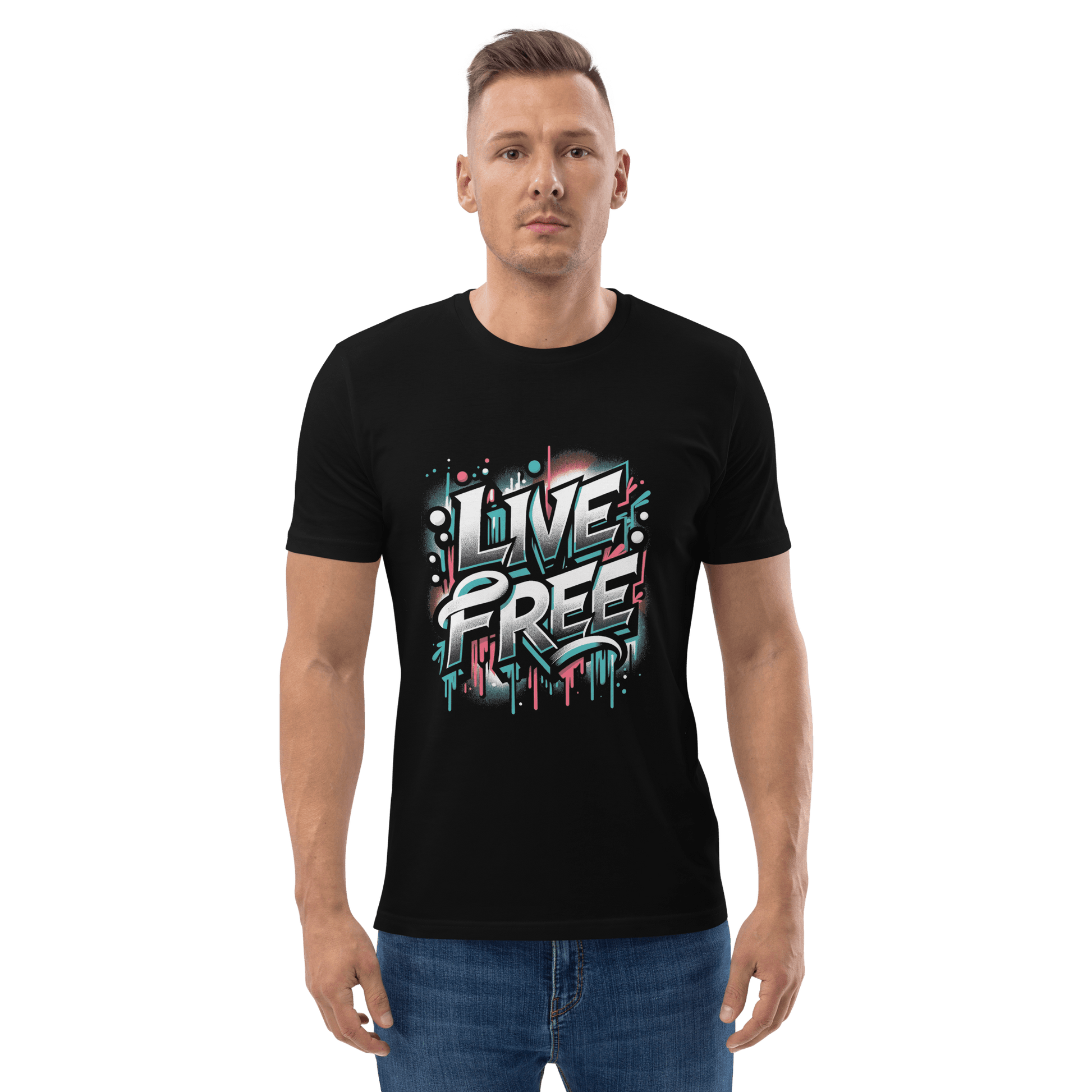 Unisex Bio Baumwoll T-Shirt "Live Free" - Artexio