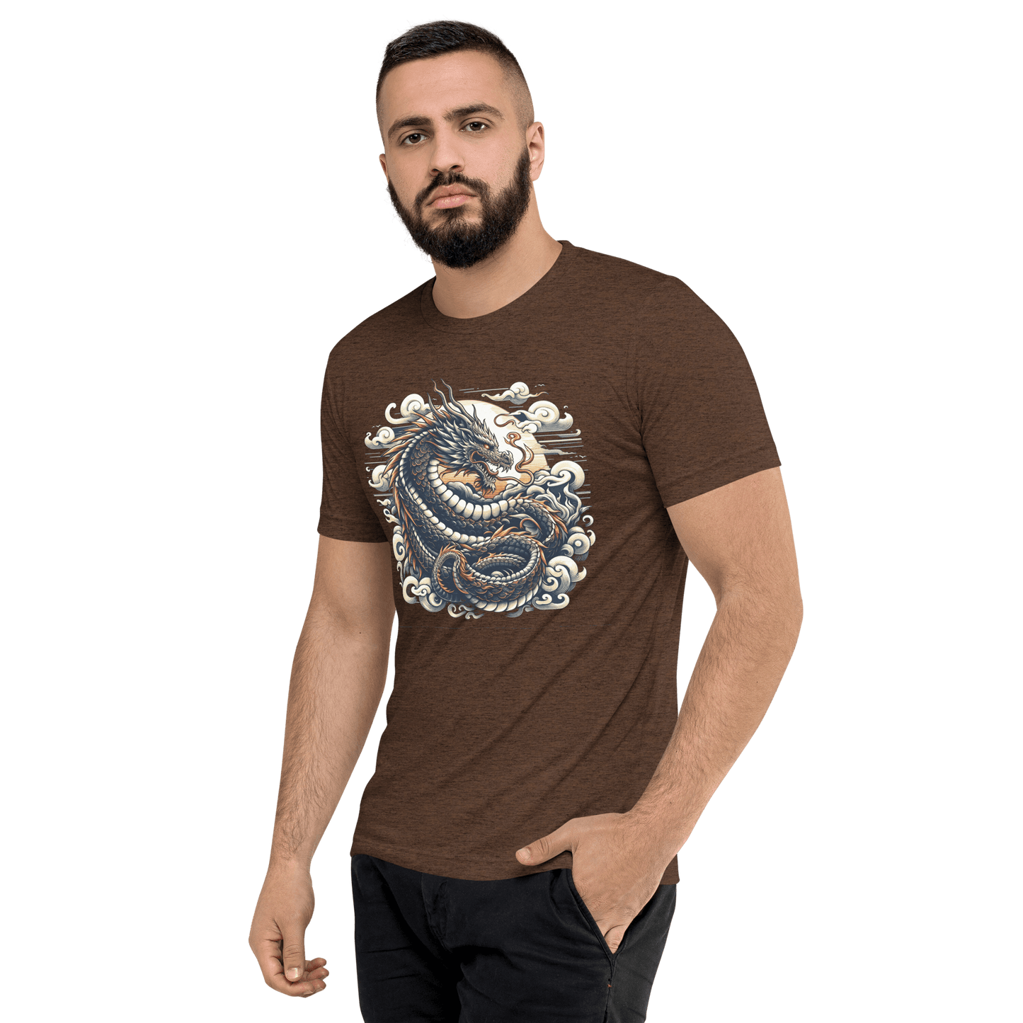 Kurzärmeliges Tri Blend T-Shirt "Drache" - Artexio