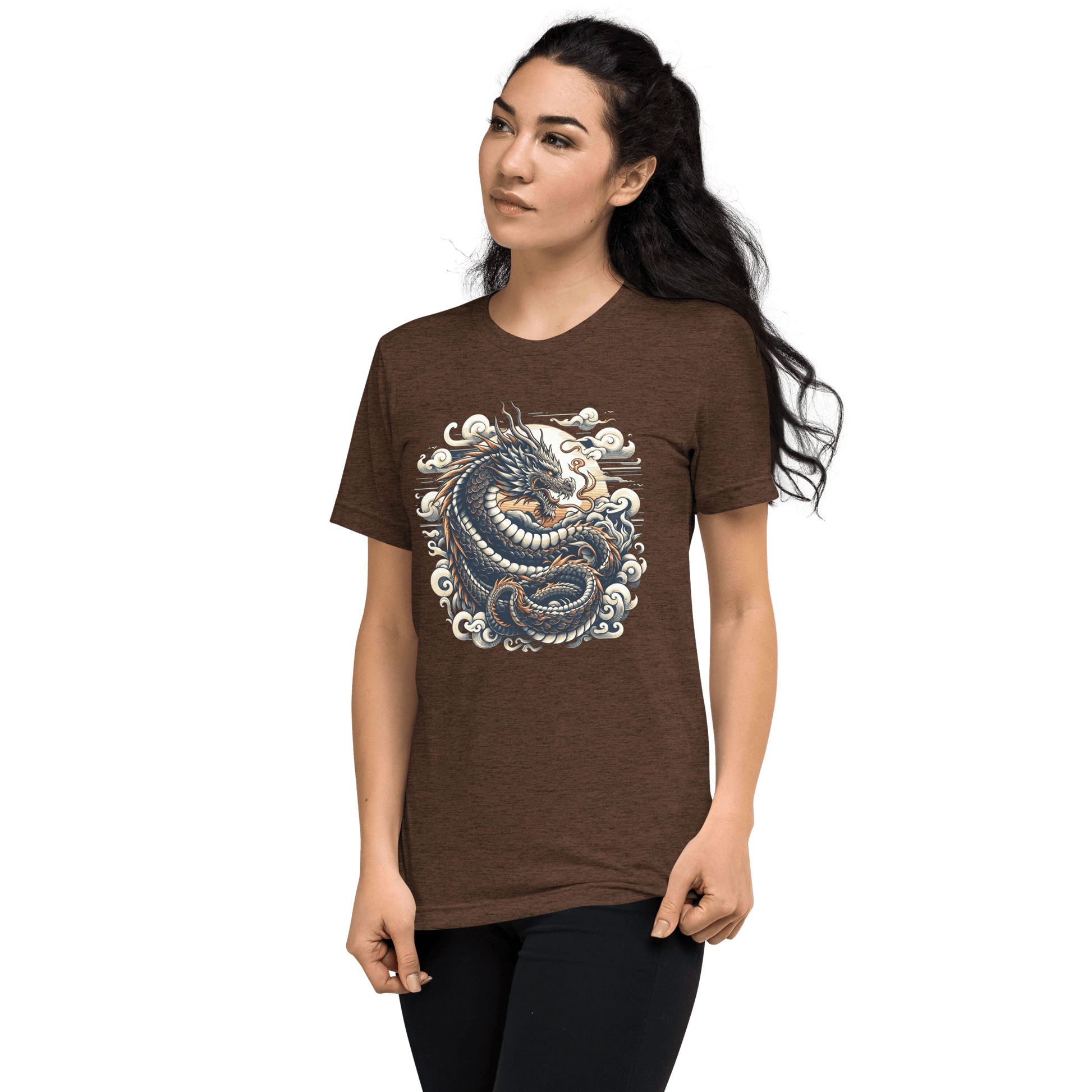 Kurzärmeliges Tri Blend T-Shirt "Drache" - Artexio