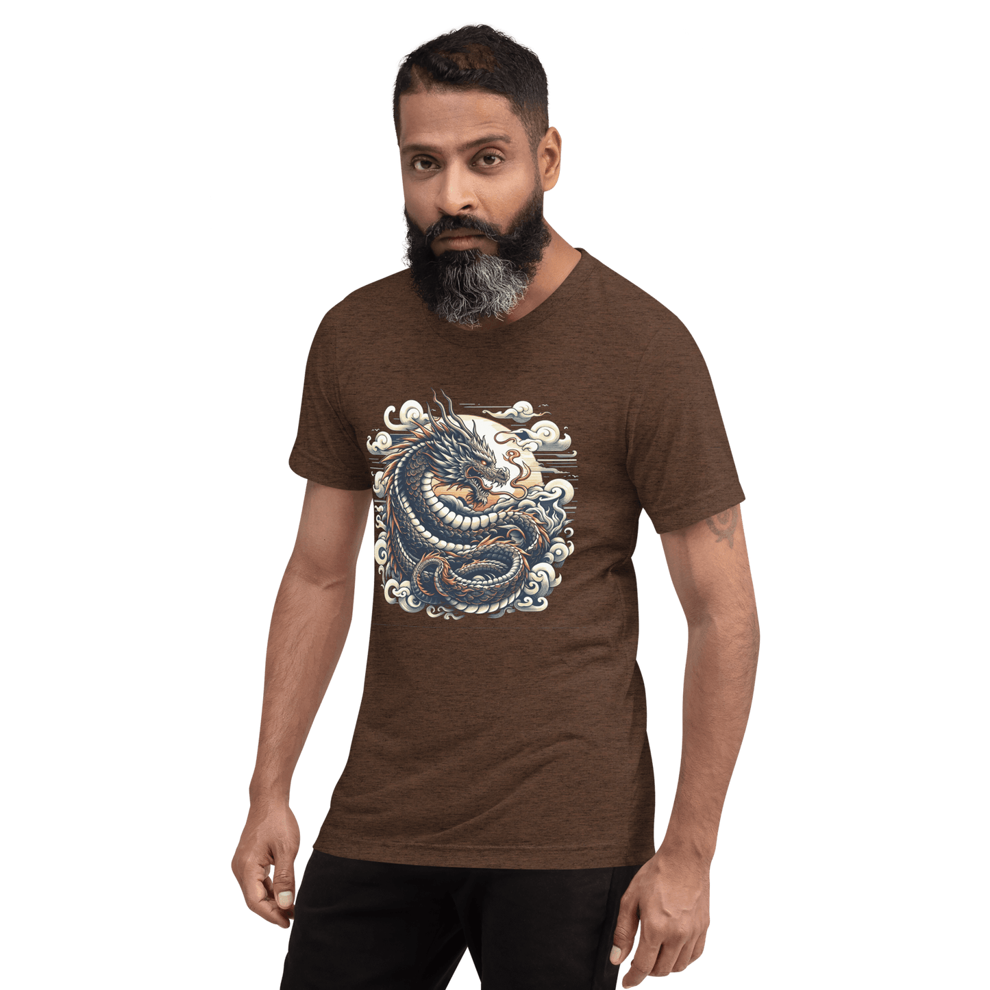 Kurzärmeliges Tri Blend T-Shirt "Drache" - Artexio