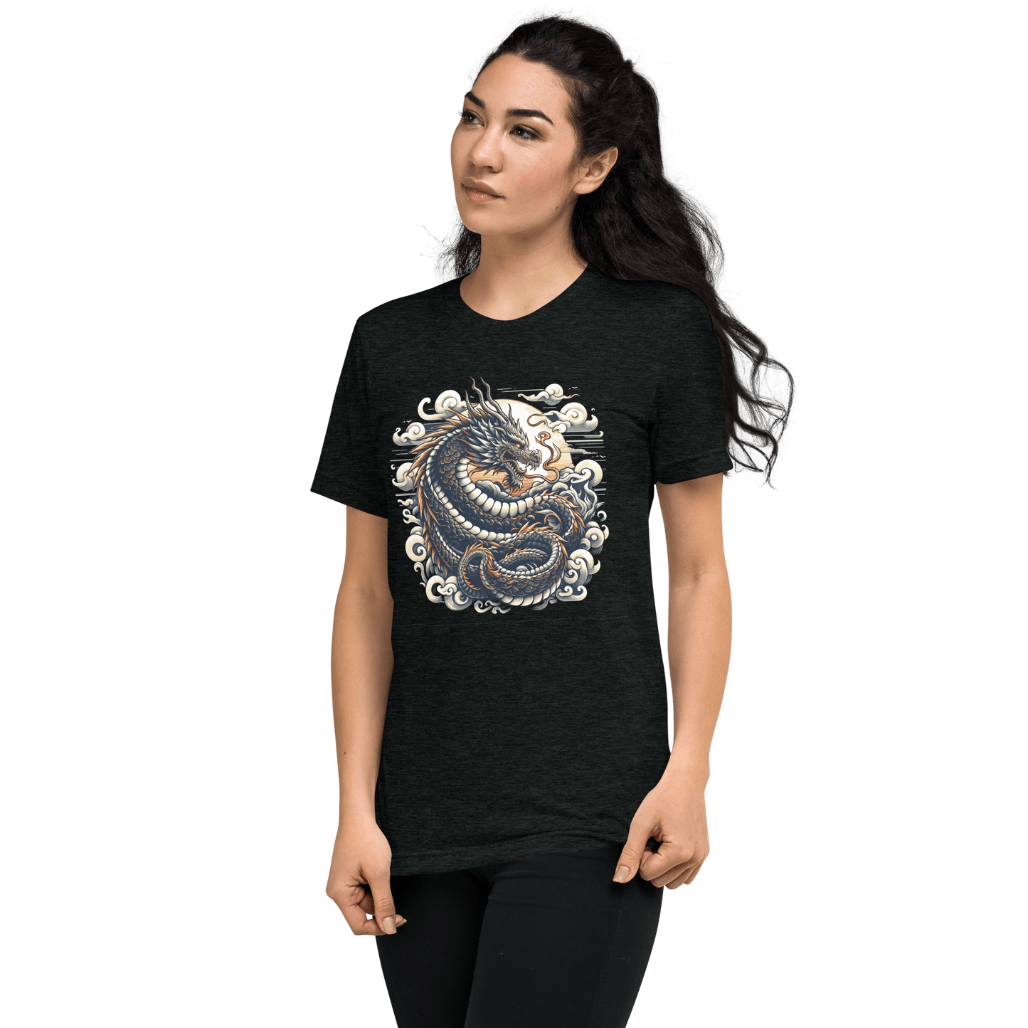 Kurzärmeliges Tri Blend T-Shirt "Drache" - Artexio