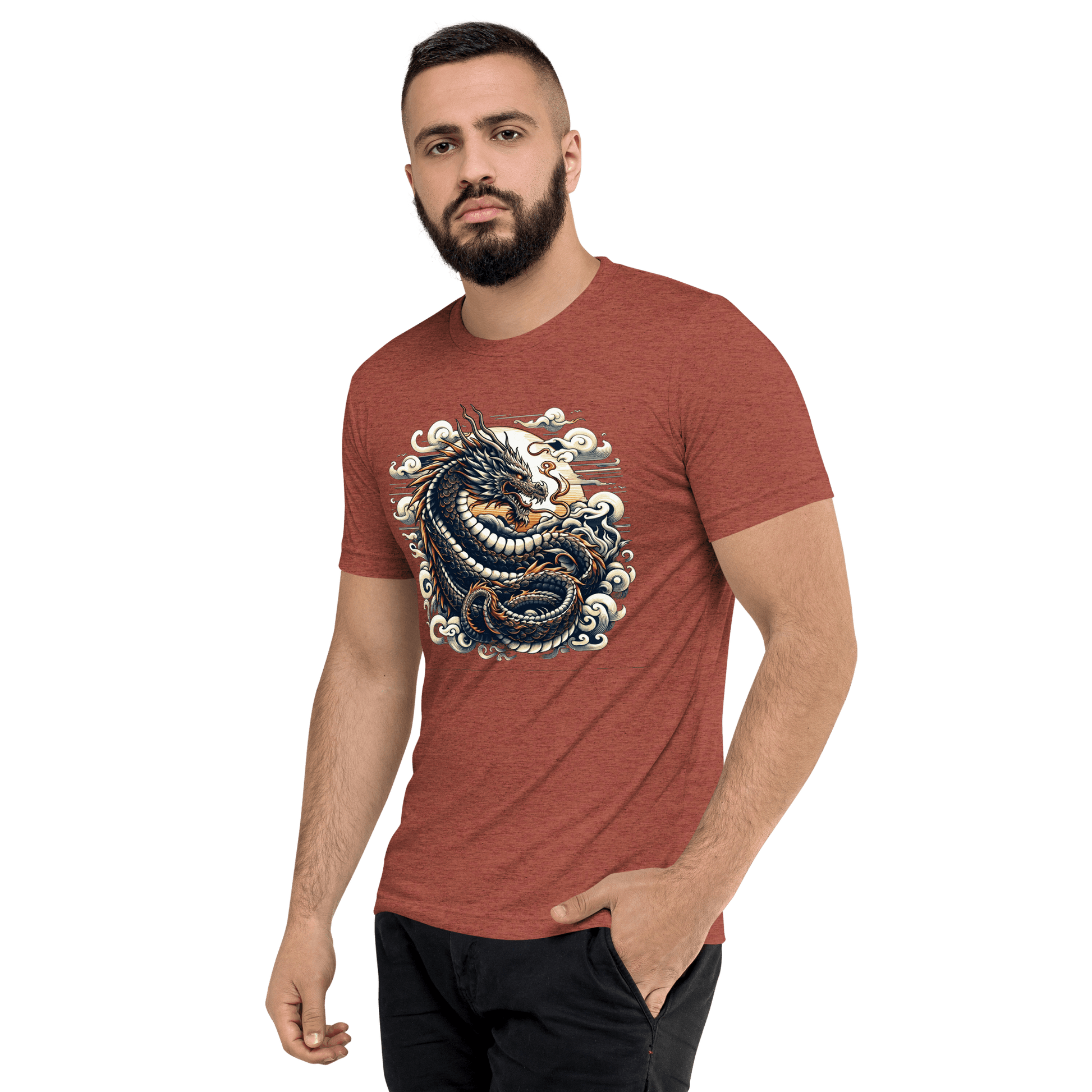 Kurzärmeliges Tri Blend T-Shirt "Drache" - Artexio