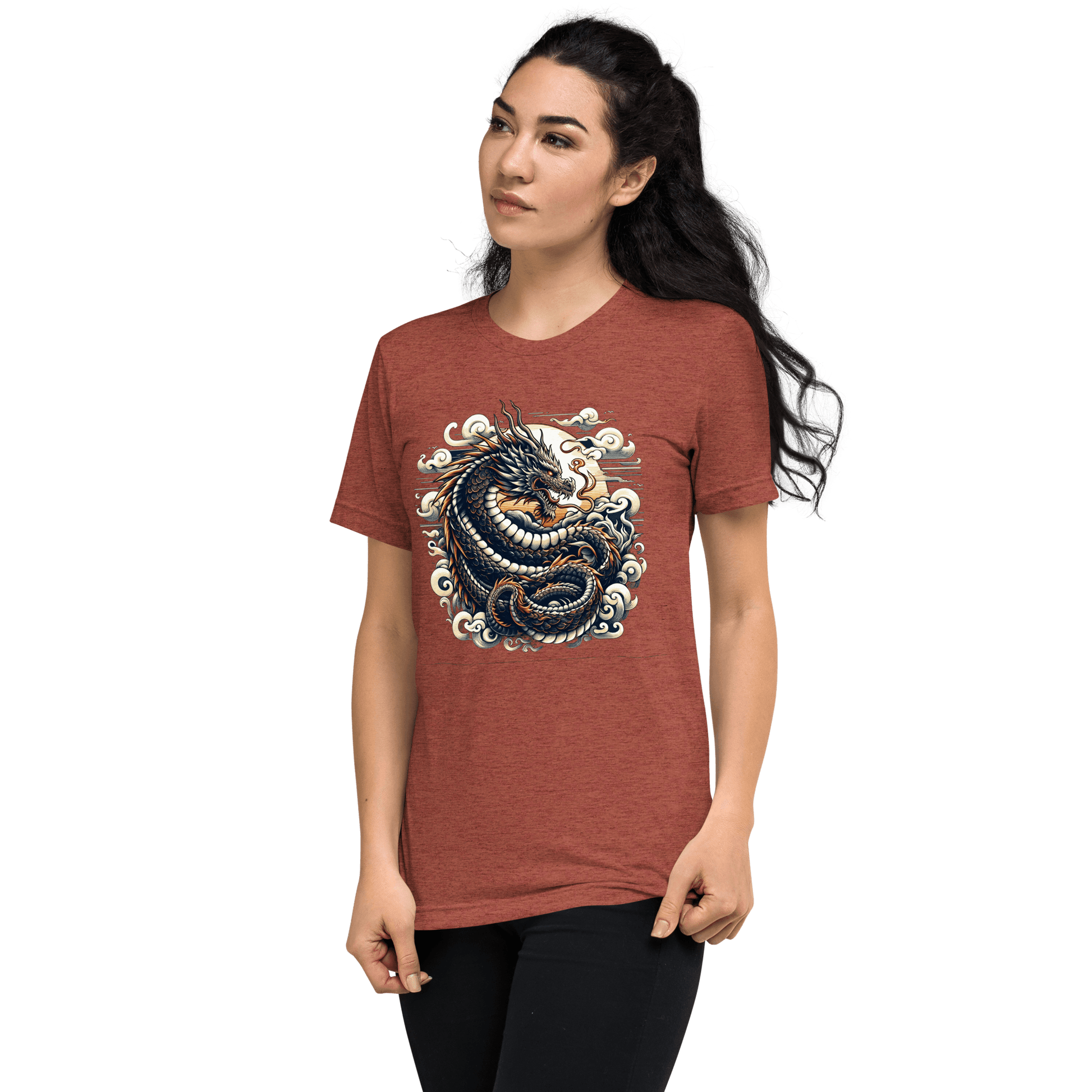 Kurzärmeliges Tri Blend T-Shirt "Drache" - Artexio