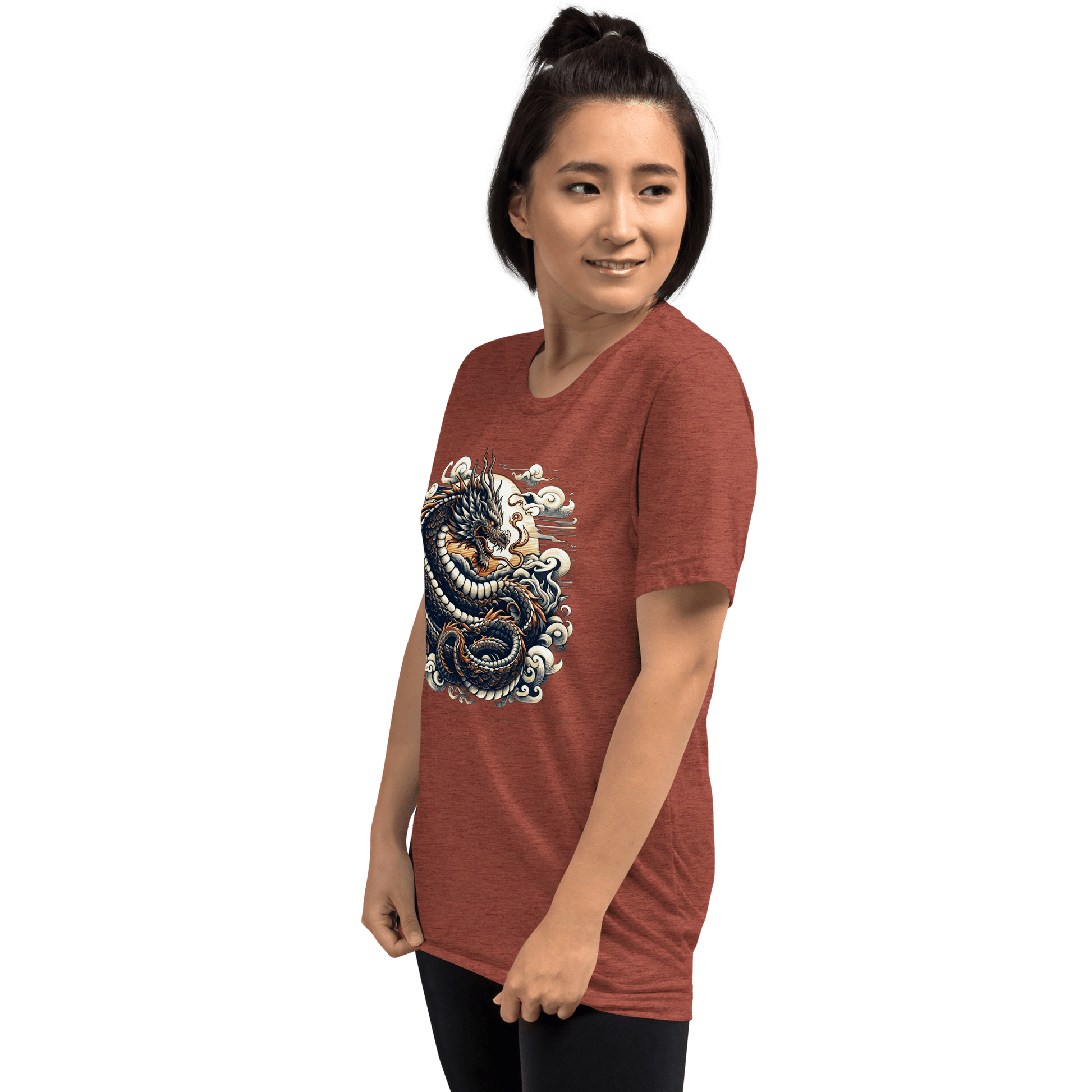 Kurzärmeliges Tri Blend T-Shirt "Drache" - Artexio