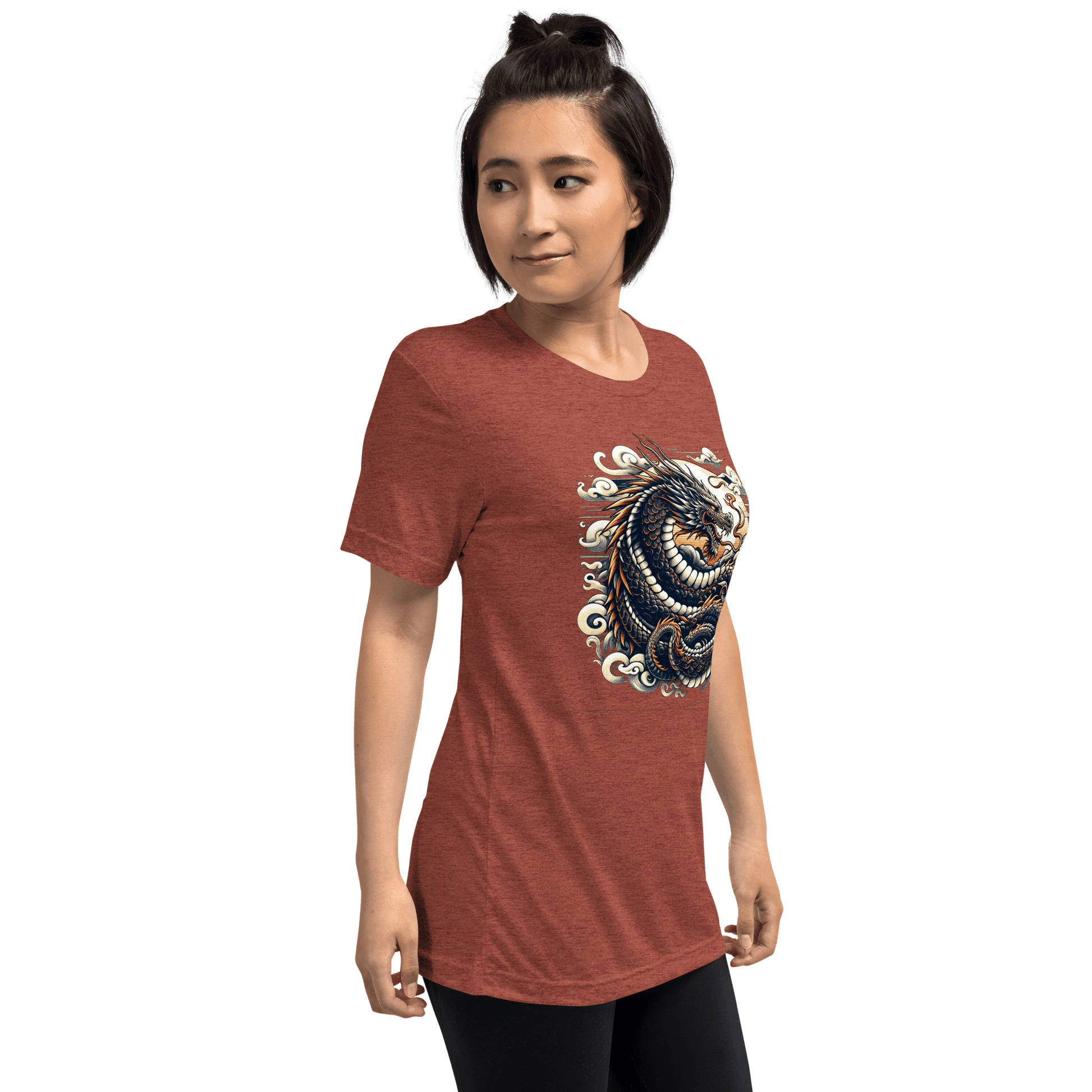 Kurzärmeliges Tri Blend T-Shirt "Drache" - Artexio