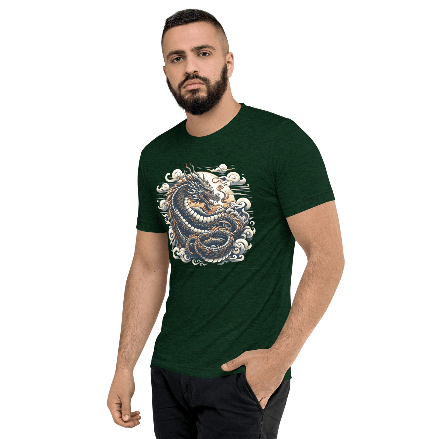 Kurzärmeliges Tri Blend T-Shirt "Drache" - Artexio