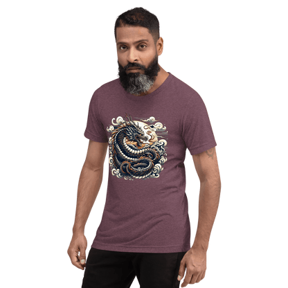 Kurzärmeliges Tri Blend T-Shirt "Drache" - Artexio