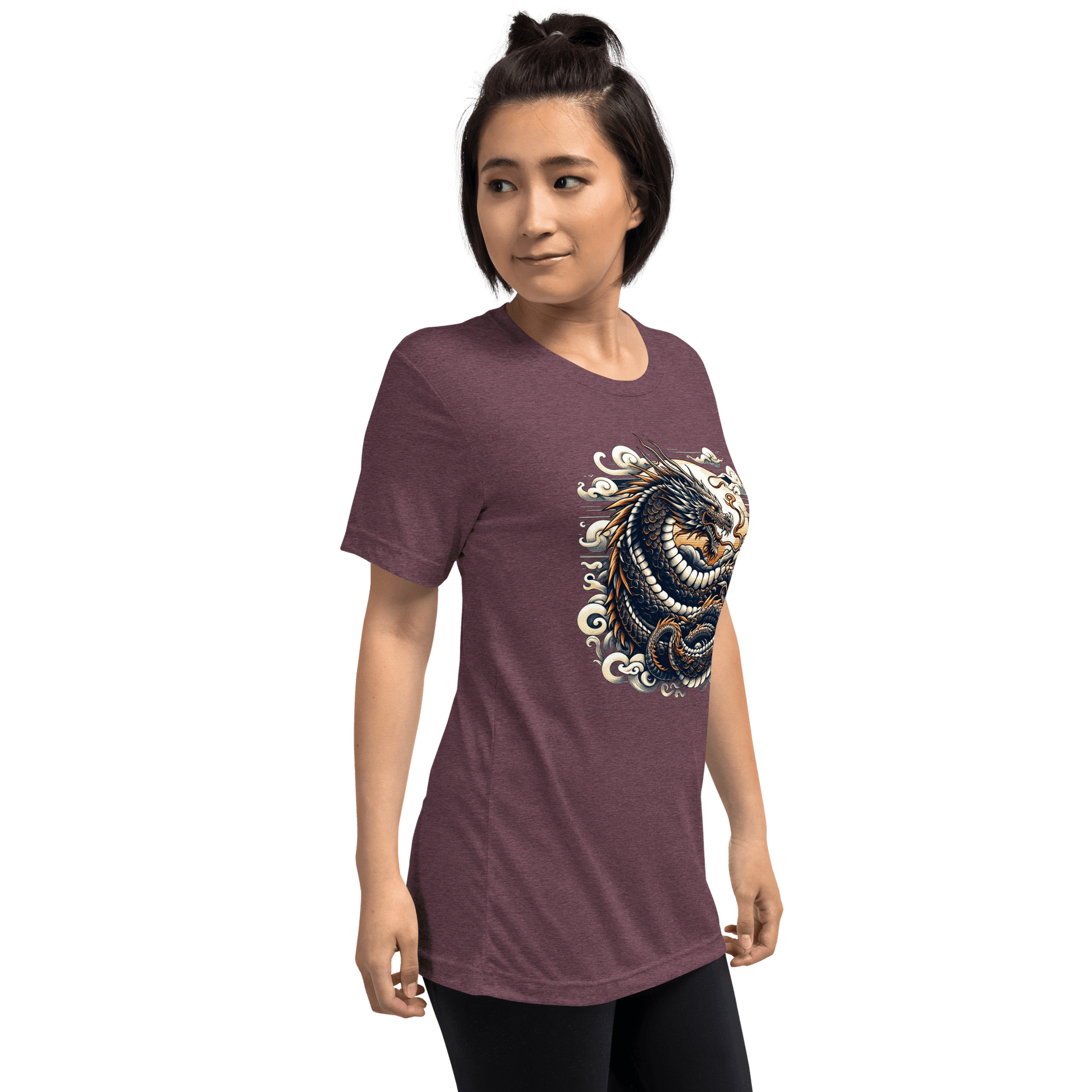 Kurzärmeliges Tri Blend T-Shirt "Drache" - Artexio