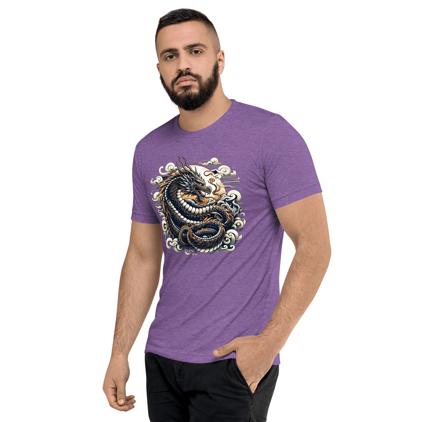 Kurzärmeliges Tri Blend T-Shirt "Drache" - Artexio