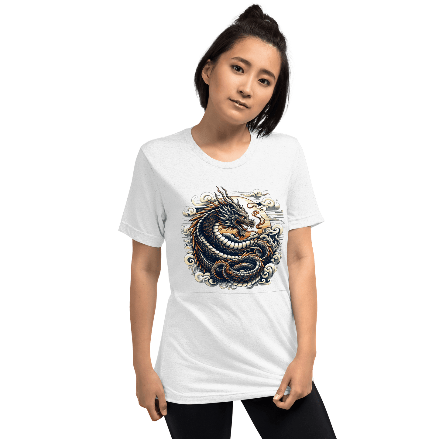 Kurzärmeliges Tri Blend T-Shirt "Drache" - Artexio