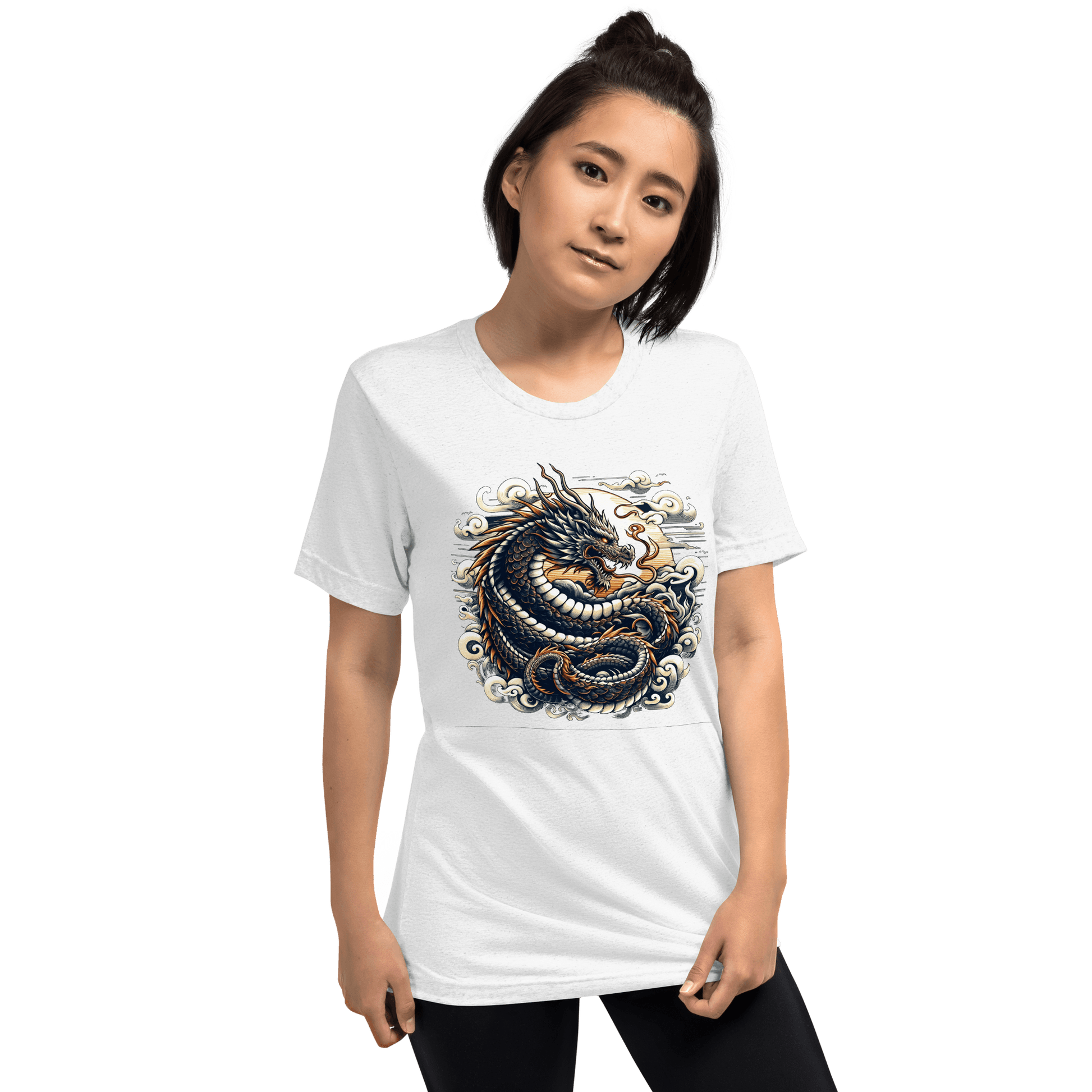 Kurzärmeliges Tri Blend T-Shirt "Drache" - Artexio