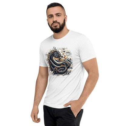 Kurzärmeliges Tri Blend T-Shirt "Drache" - Artexio