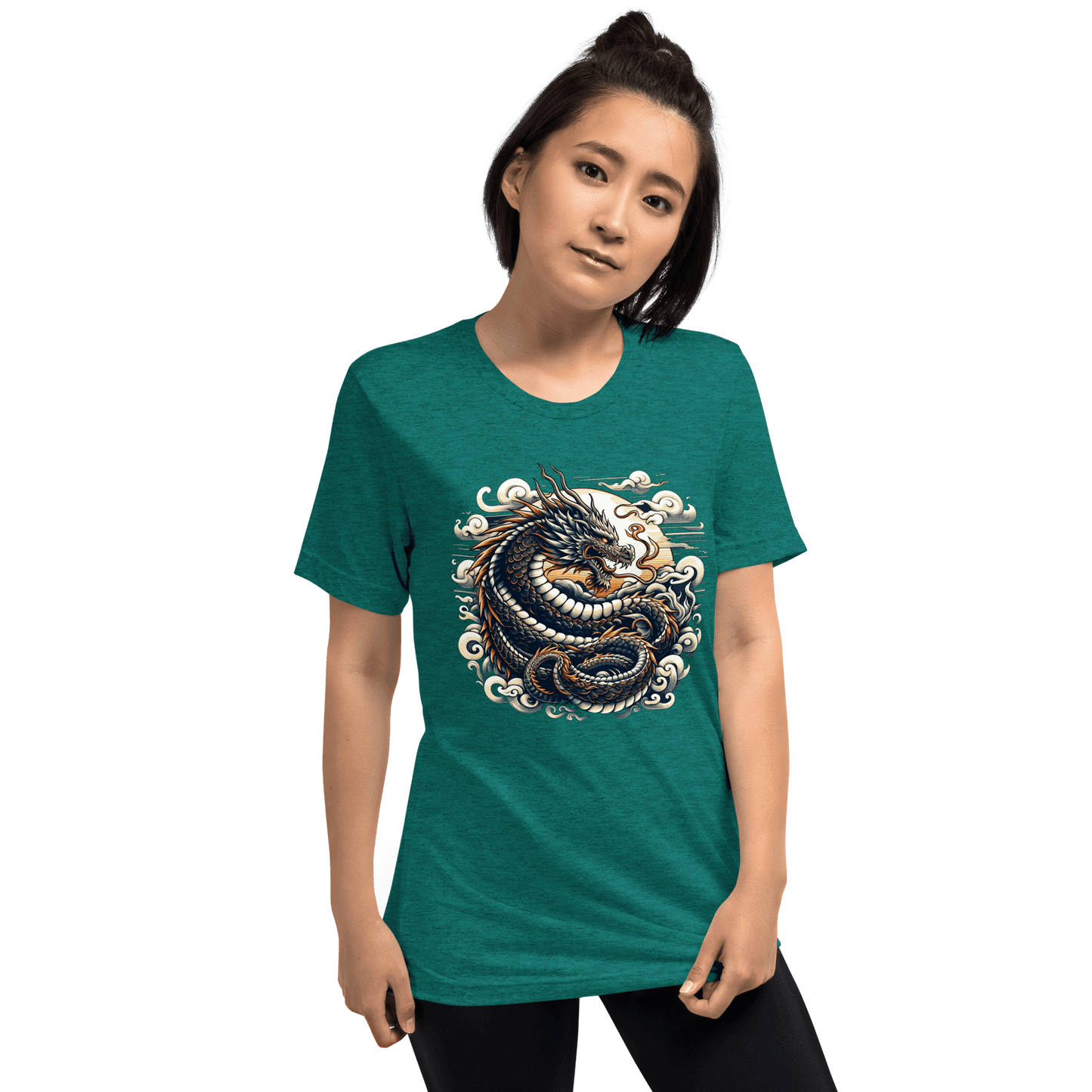 Kurzärmeliges Tri Blend T-Shirt "Drache" - Artexio