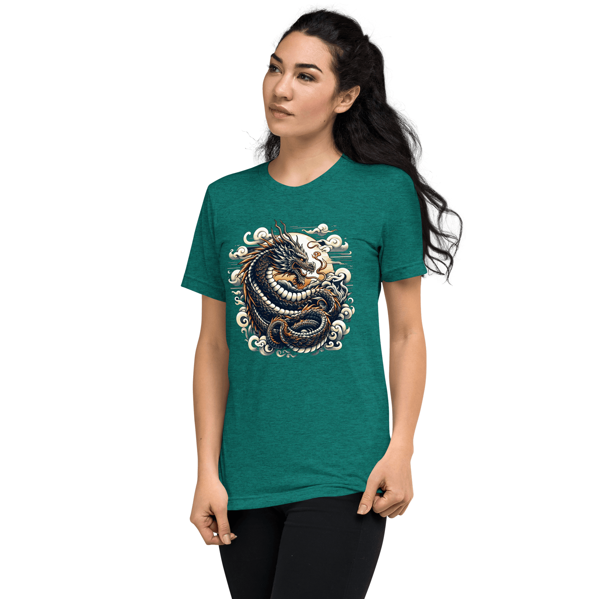 Kurzärmeliges Tri Blend T-Shirt "Drache" - Artexio