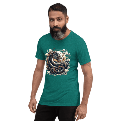 Kurzärmeliges Tri Blend T-Shirt "Drache" - Artexio