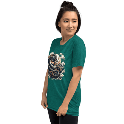 Kurzärmeliges Tri Blend T-Shirt "Drache" - Artexio