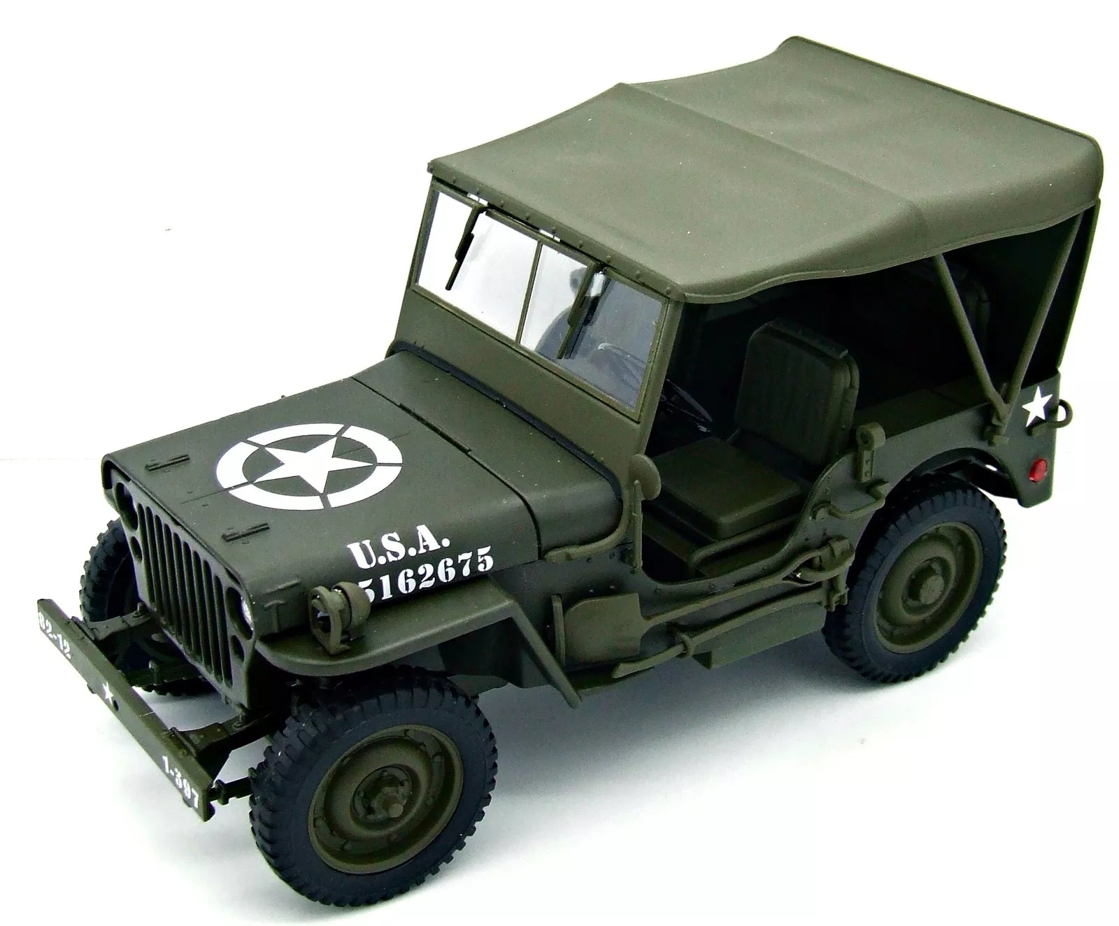 Welly Willys Jeep U.S. Army with Soft Top - Green 1:18 Modell - Artexio