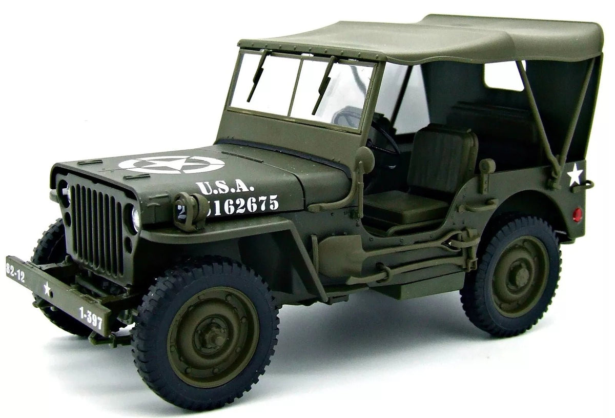 Welly Willys Jeep U.S. Army with Soft Top - Green 1:18 Modell