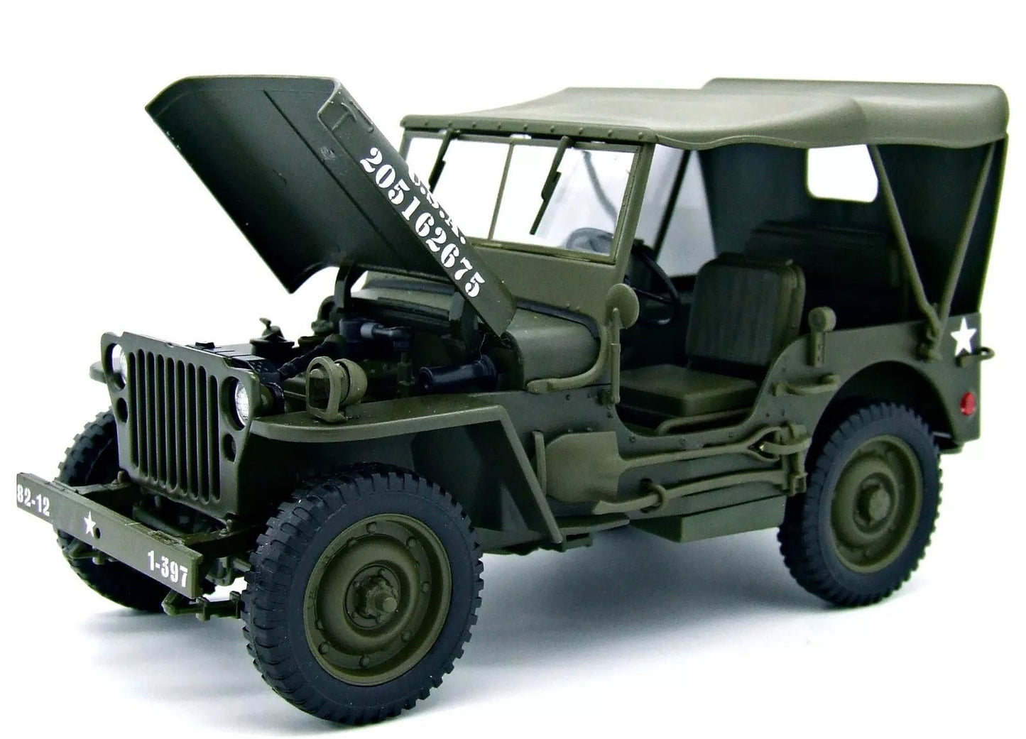 Welly Willys Jeep U.S. Army with Soft Top - Green 1:18 Modell - Artexio